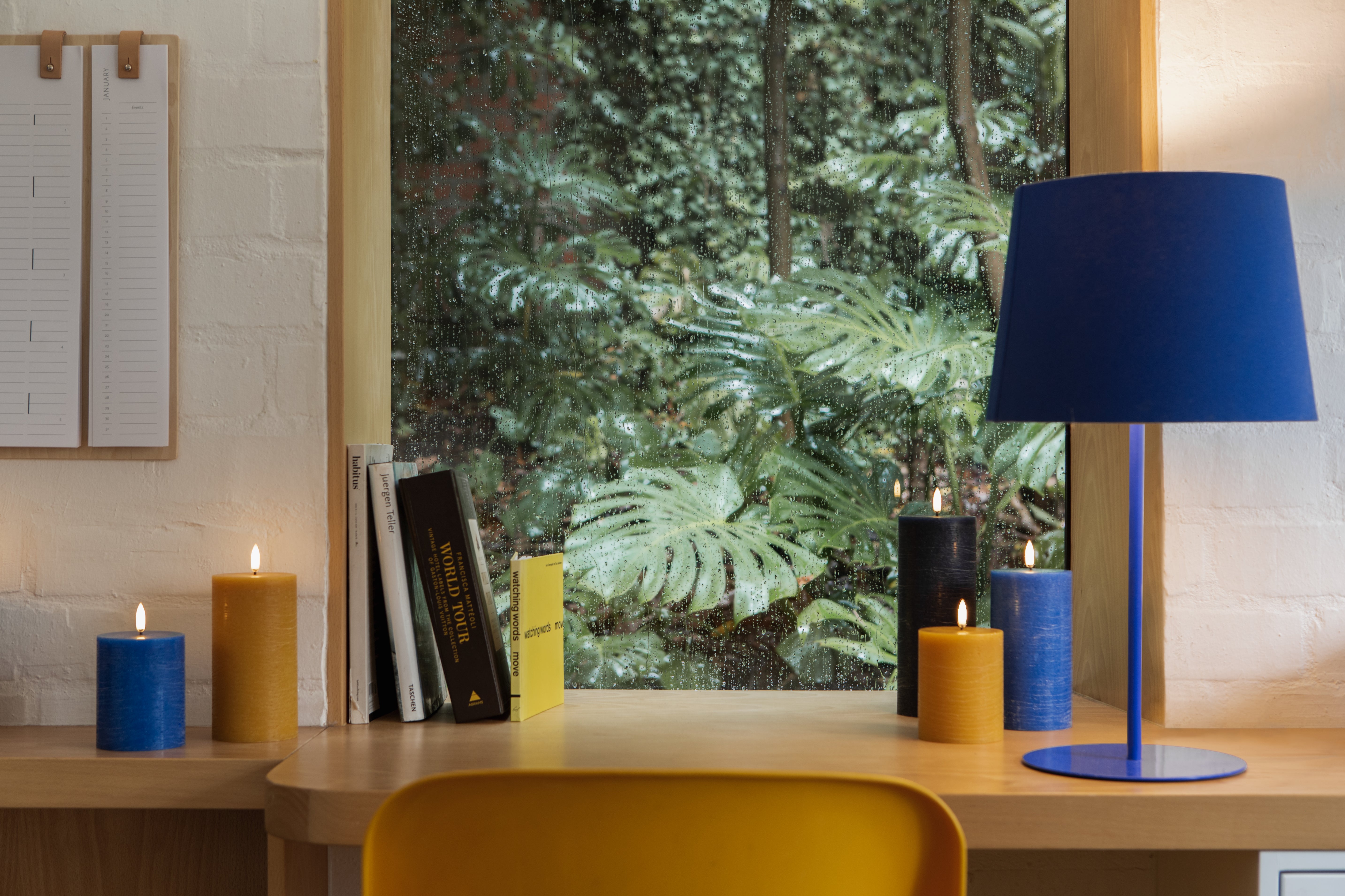 LED Rustic Pillar lys, Curry Yellow - H15 cm.